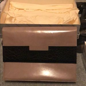 Bally “Charlene” Taupe & Blk Clutch